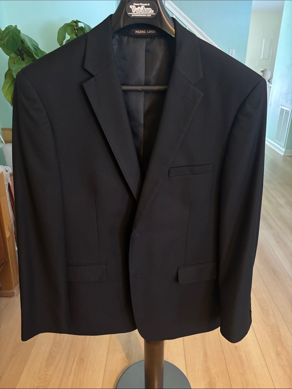 Pierre Loren Black Men's Single-Breasted Suit Jacket Size 40R
